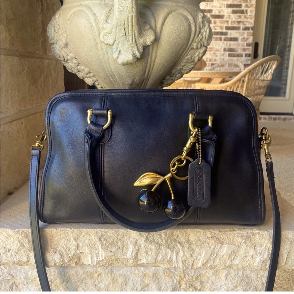 Coach Vintage Black Leather Beaumont Satchel Crossbody Bag